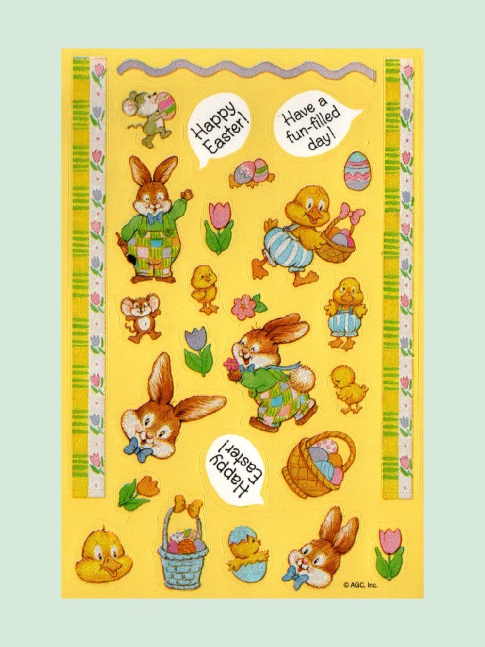 5/$20 American Greetings Bloomer Bunny Vintage 1992 Easter Sticker Sheet